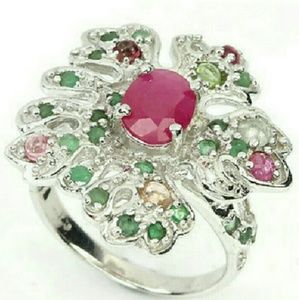 Ruby Emerald & Tourmaline Ring